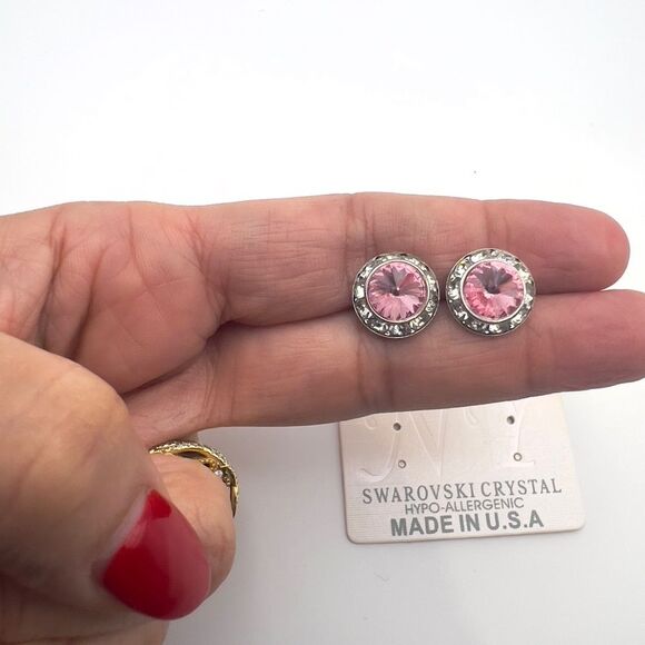 Aurora Swarovski Crystal Stud Earrings (New on Card) - Picture 4 of 7
